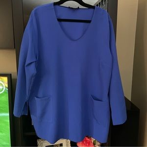 NWOT Eloquii Electric Blue Top,‎ Sz 22 v-neck, pockets